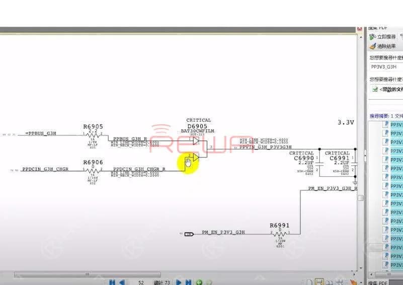 Locate D6905 with bitmap. Then locate the corresponding position of D6905 on the logic board.