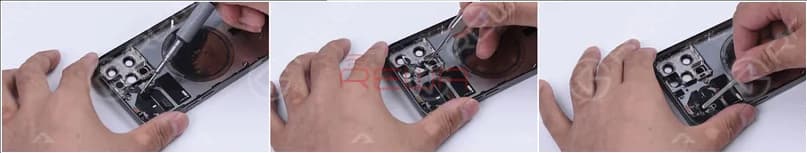 Remove the flash flex cable. Like the dot projector flex, the flash flex cable is glued by adhesive.Before removing, we need to separate the flex cable first to avoid damage. Lastly, let’s remove the upper antenna.