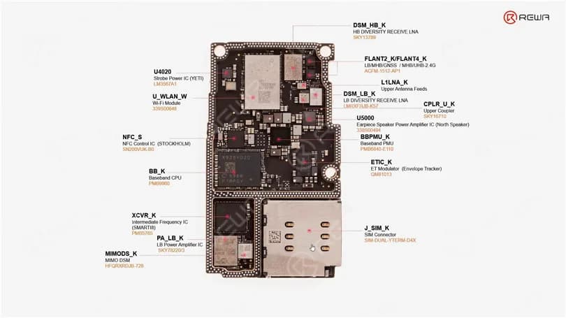 iPhone 11 Pro Motherboard Chips Verteilung