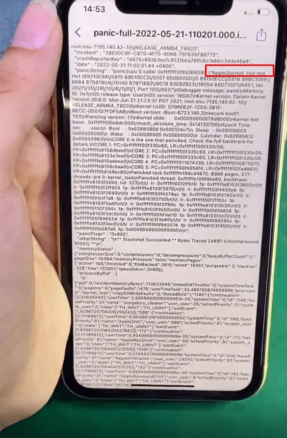 Los registros de errores del iPhone XR se reinician continuamente.