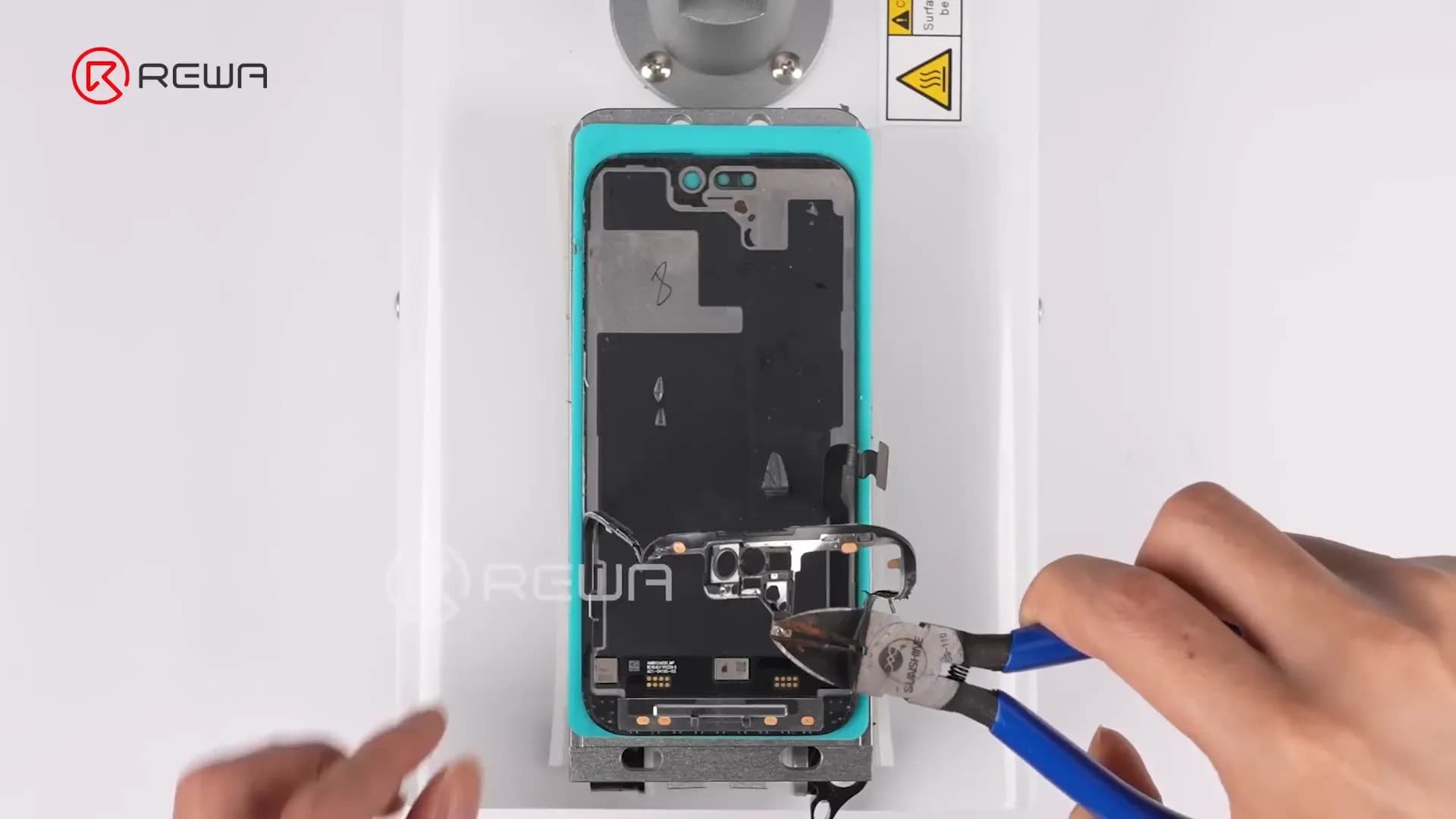 Use cutting pliers to detach the bezel frame.