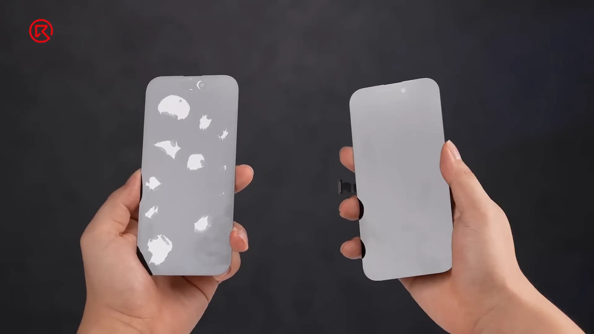 iphone screen with bubbles and without bubbles