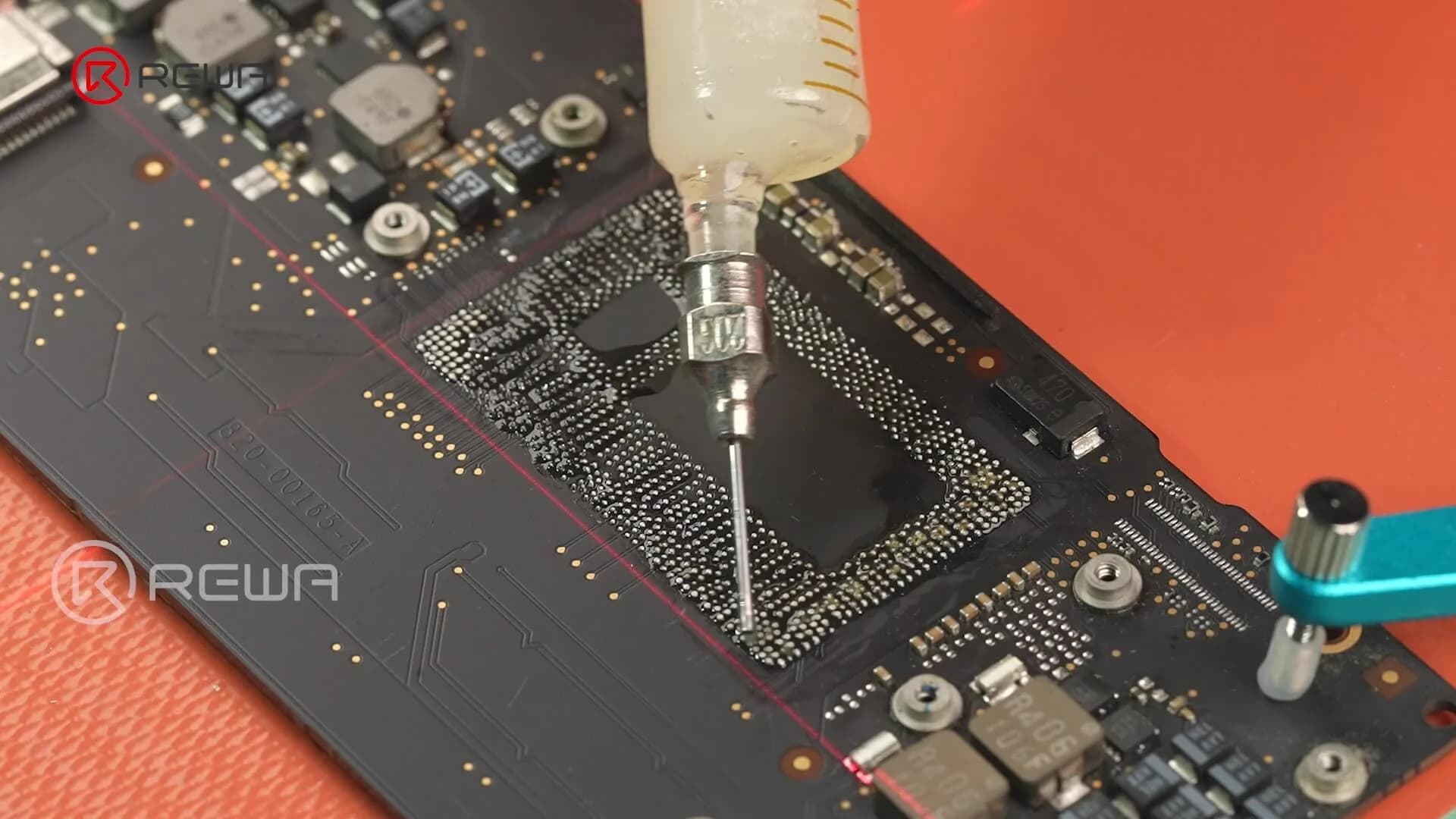 apply flux to clean solder pads