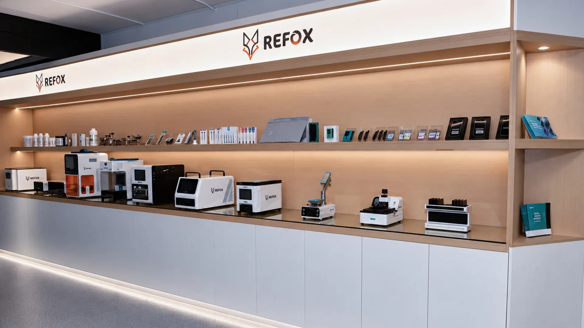 REFOX Brand tools and machines on shelves