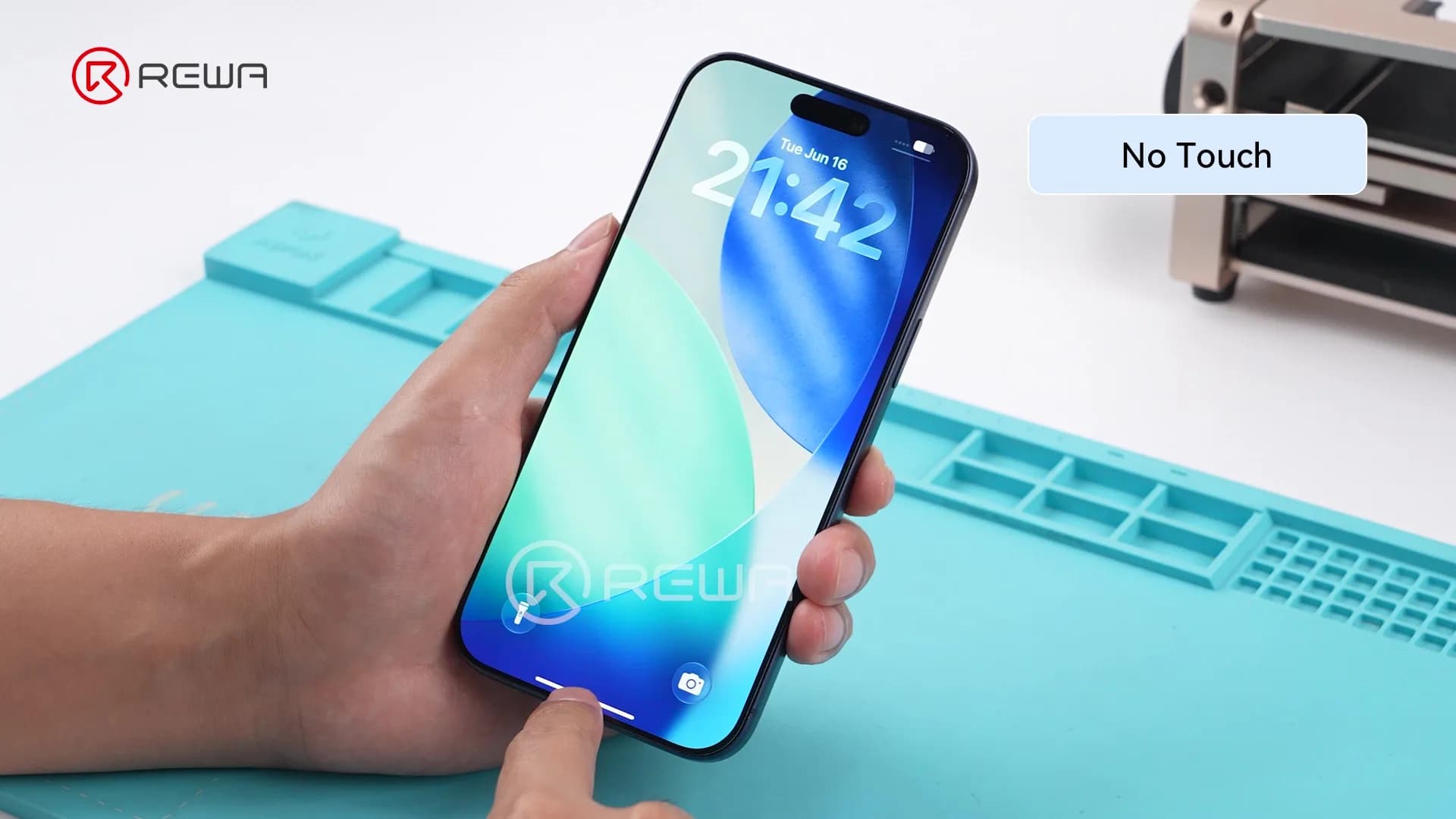 Pantalla de iPhone con una etiqueta de Sin Táctil que muestra un fallo en la respuesta al tacto