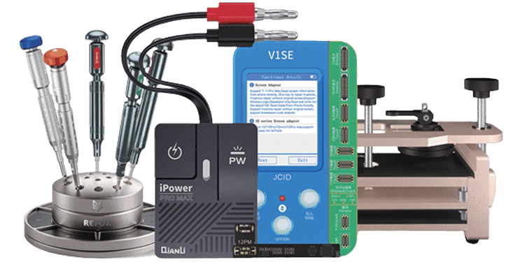 REWA professional phone repair tools including drivers and power supplies