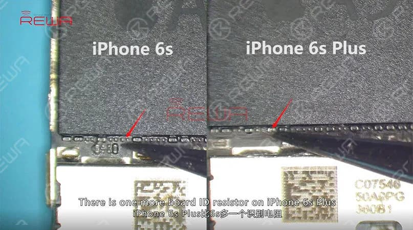 Compare the logic board of iPhone 6s and that of iPhone 6s Plus. There is one more board ID resistor on iPhone 6s Plus. This one is R0407 as mentioned above. And we can just remove it with tweezers. Then get the logic board of iPhone 6s Plus installed to the housing. Connect the phone to the computer with the USB cable. We can see on the interface of 3uTools that the phone has entered DFU mode. And the phone has been turned into iPhone 6s. We can write firmware of iPhone 6s to the phone. However, sockets of iPhone 6s’s display connector and touch connector are different from those of iPhone 6s Plus, iPhone 6s screen cannot be connected to iPhone 6s Plus’s housing.