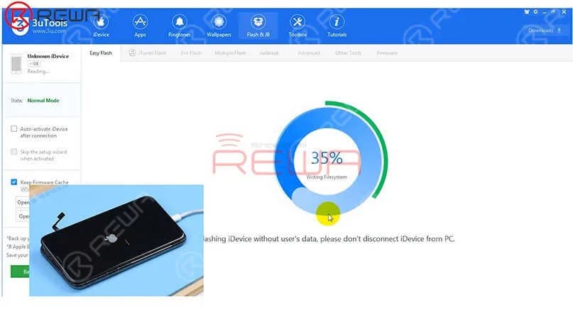 riporre il telefono con 3U Tools e verificare se viene visualizzato l'errore 4013.