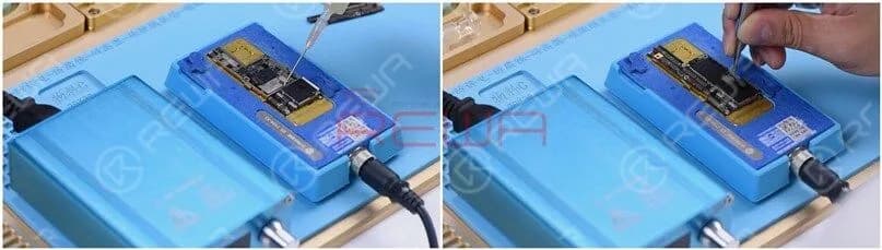Cool for 5 minutes. Apply some BGA Paste Flux to the bonding pad and get the upper layer in position. Then power on the heating platform. With the temperature reaching 165℃, continue heating for 2 minutes.