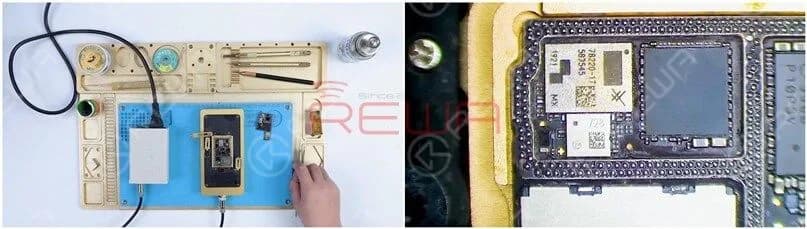 Après avoir refait les billes, placez la carte de signal sur la plateforme chauffante de 185℃ pour chauffer. Lorsque les billes de soudure sont formées, coupez l'alimentation et refroidissez la carte de signal.