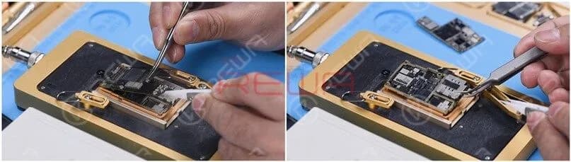 Clamp the screw to remove the logic board when the temperature has risen to 185℃. Lastly, remove the signal board.