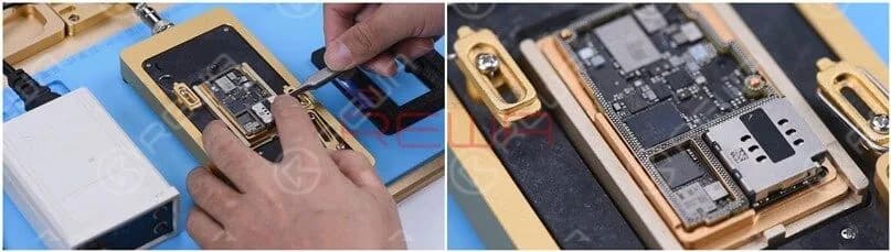 Remove the Reballing Stencil and put the signal board on the Heating Platform at 185℃ to heat. After the solder balls are formed, turn the power off and cool the motherboard for 5 minutes.