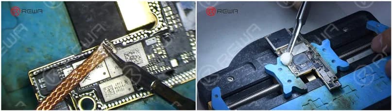 Remove tin on the bonding pad with Soldering Iron