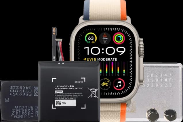 Apple Watch Ultra with small lithium battery cells